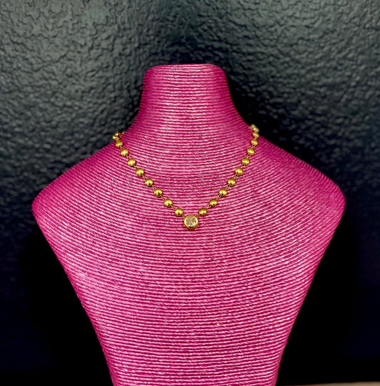 Bead Crystal Necklace (Gold and Silver)
