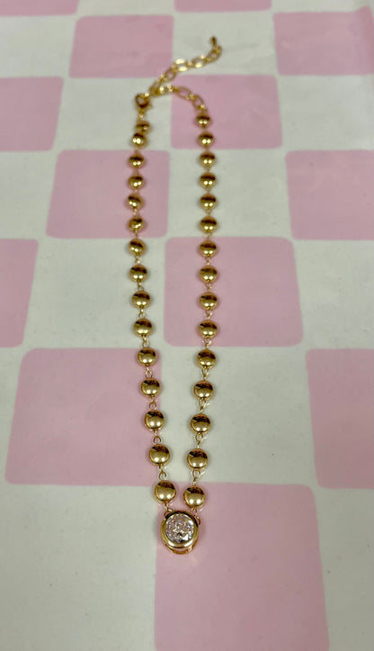 Bead Crystal Necklace (Gold and Silver)
