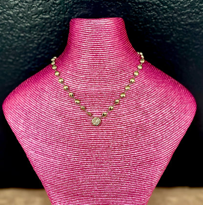 Bead Crystal Necklace (Gold and Silver)
