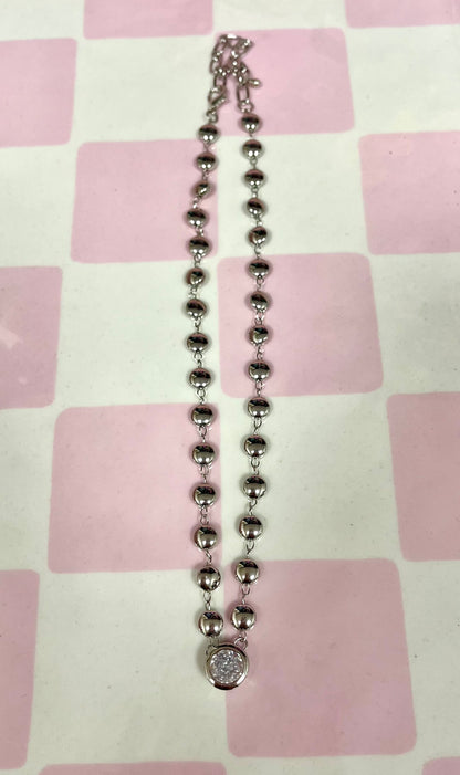 Bead Crystal Necklace (Gold and Silver)