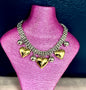 Silver Thick Necklace with Gold Heart