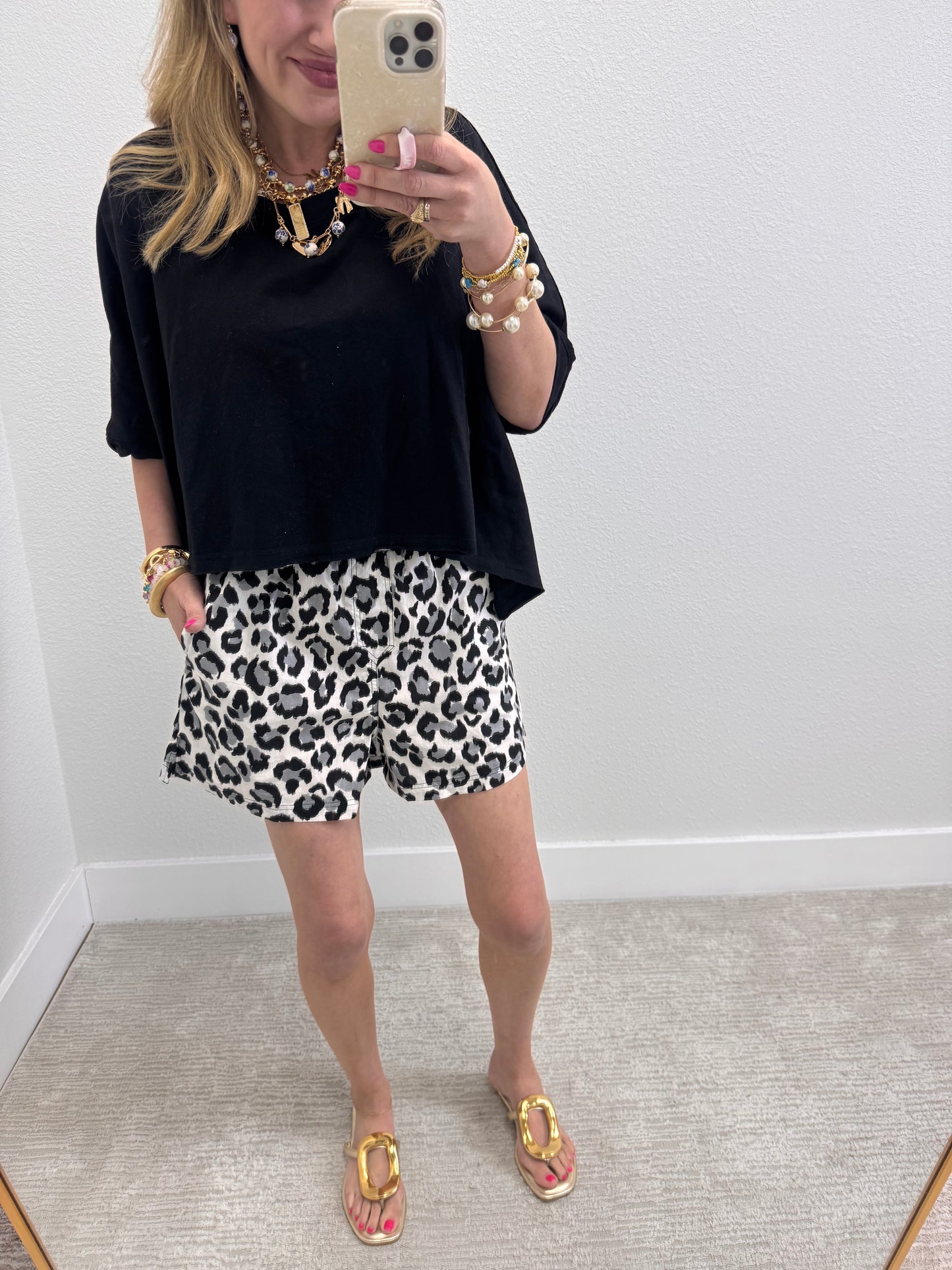 White and Grey Leopard Print Boxer Shorts