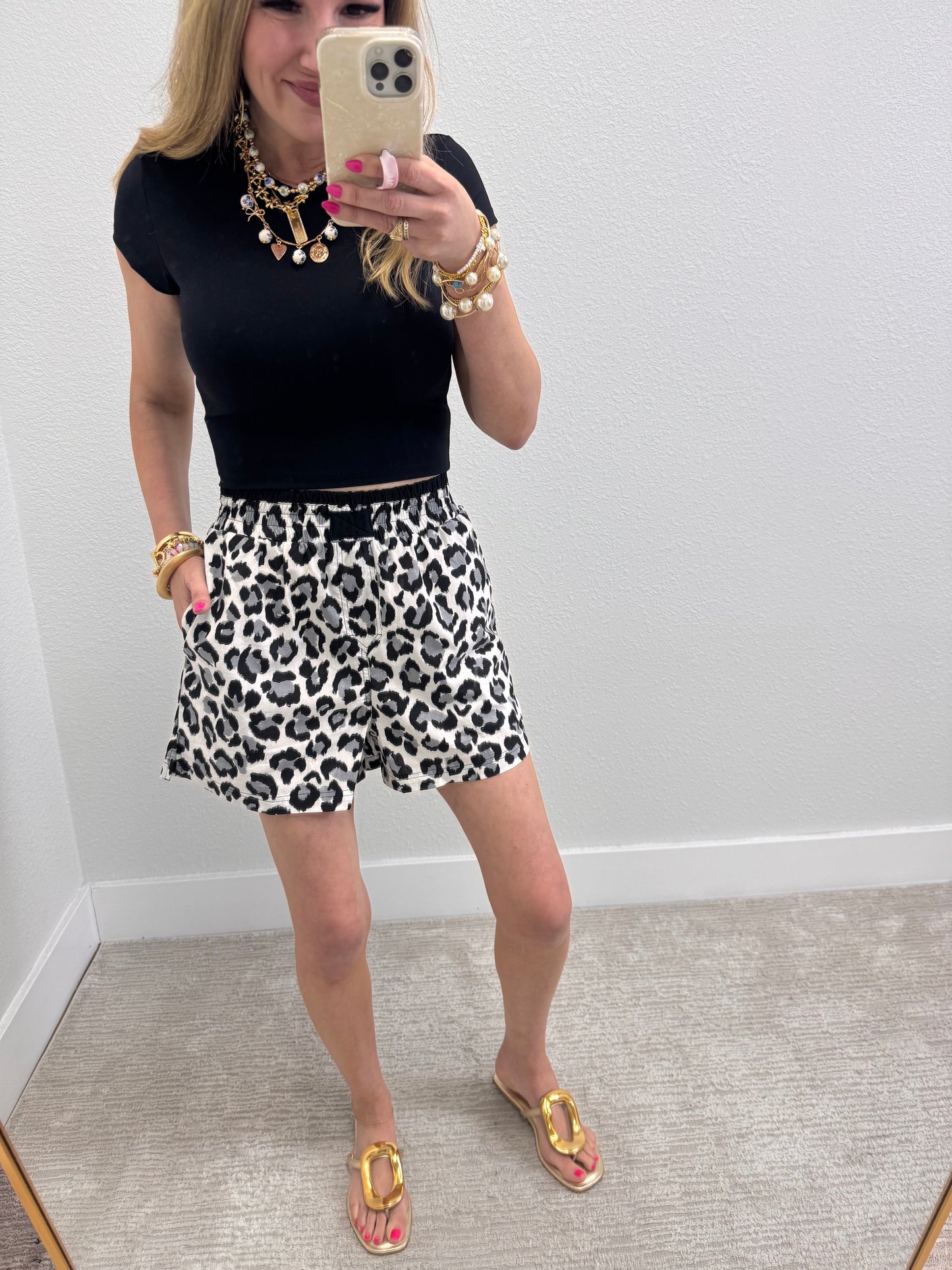 White and Grey Leopard Print Boxer Shorts