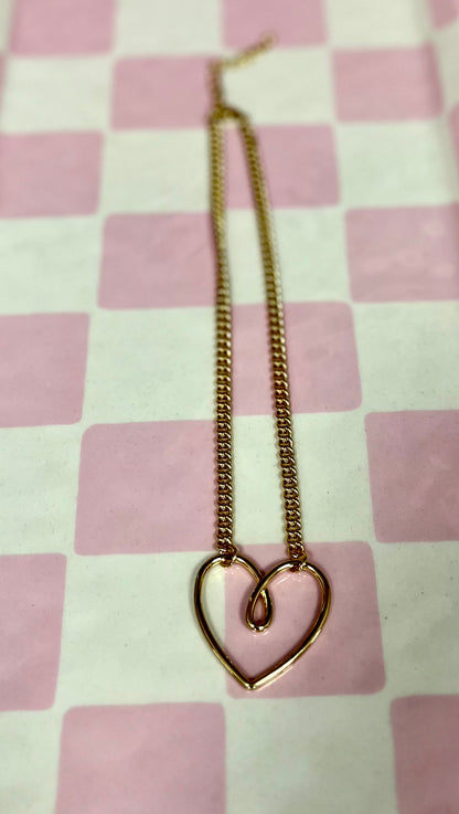 Heart Link Necklace (Silver & Gold)