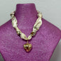 Jewelry Scarfs Cream Rope Design with Gold Heart