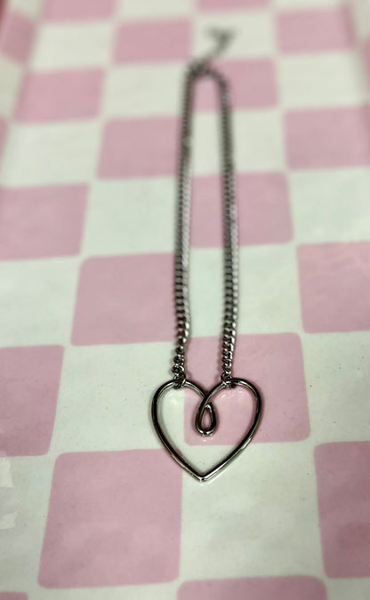 Heart Link Necklace (Silver & Gold)