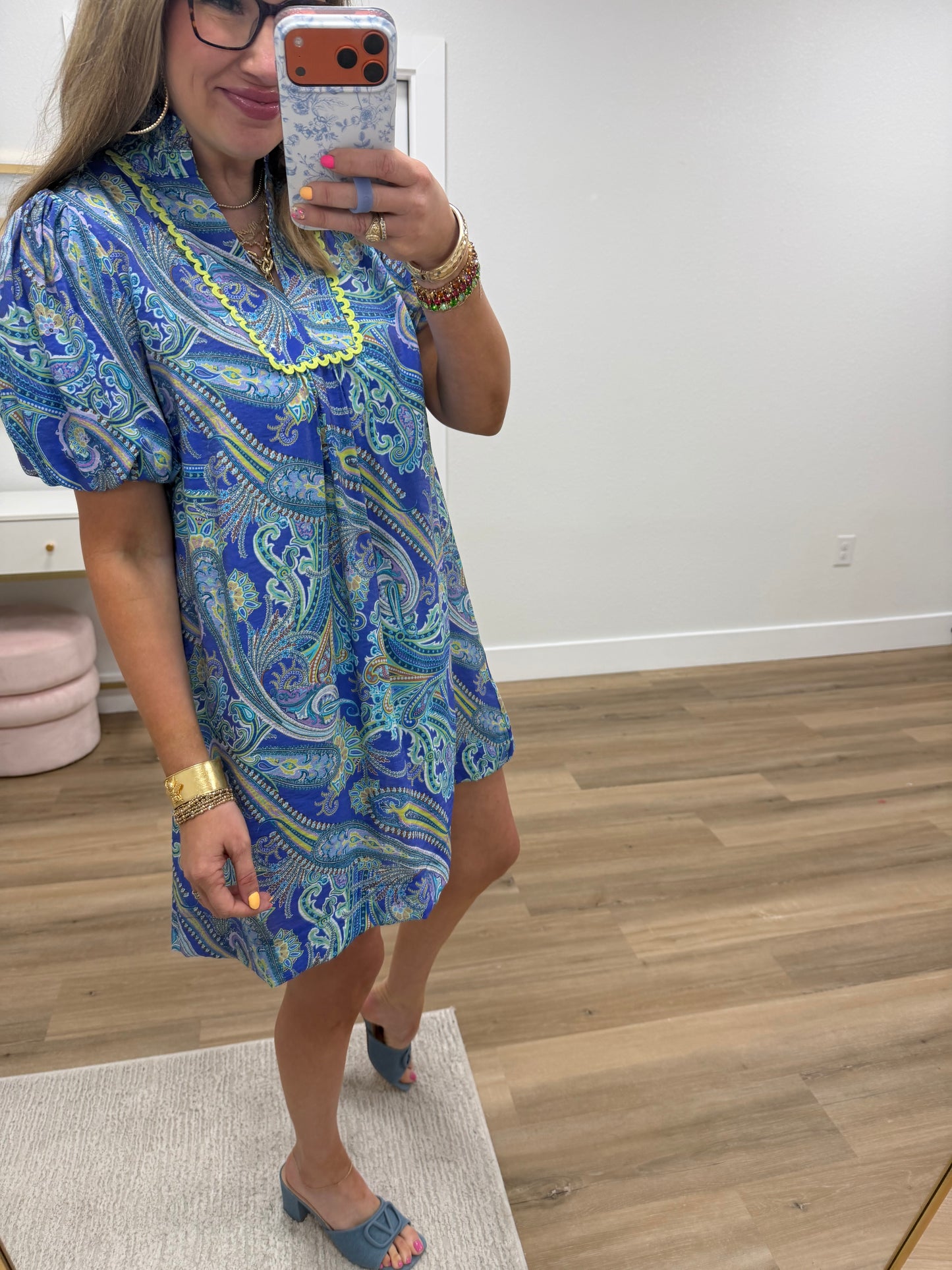 Blue Mix RicRac Collared Dress
