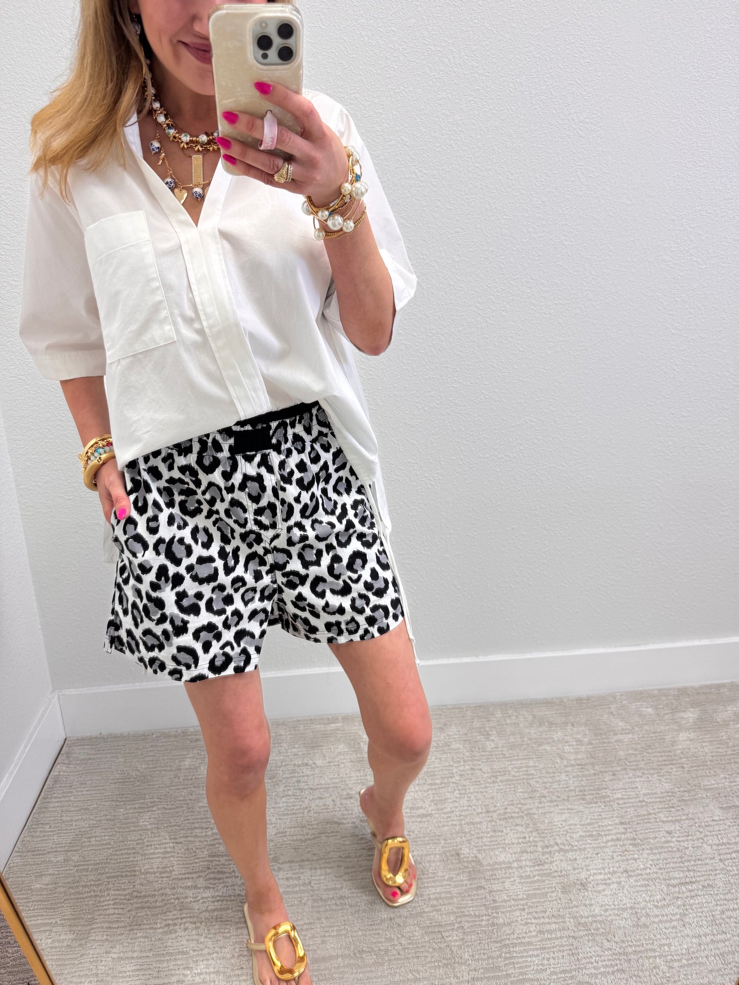 White and Grey Leopard Print Boxer Shorts