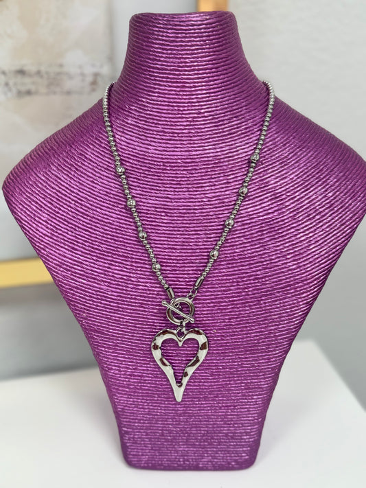 Silver Front Clasp Heart Necklace