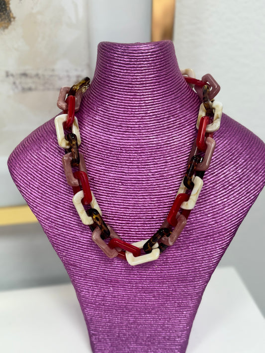 Brown Neutral Acrylic Link Necklace