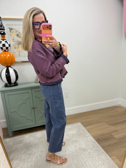 Blueberry Barrel Leg Color Denim Pants