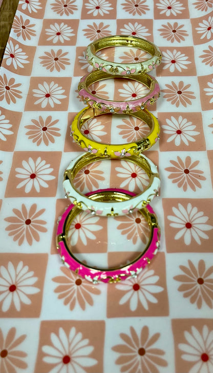 Little Girls Gold Enamel Bangle Bracelet (1.75in)