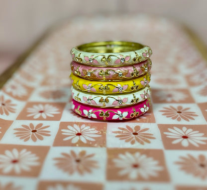 Little Girls Gold Enamel Bangle Bracelet (1.75in)