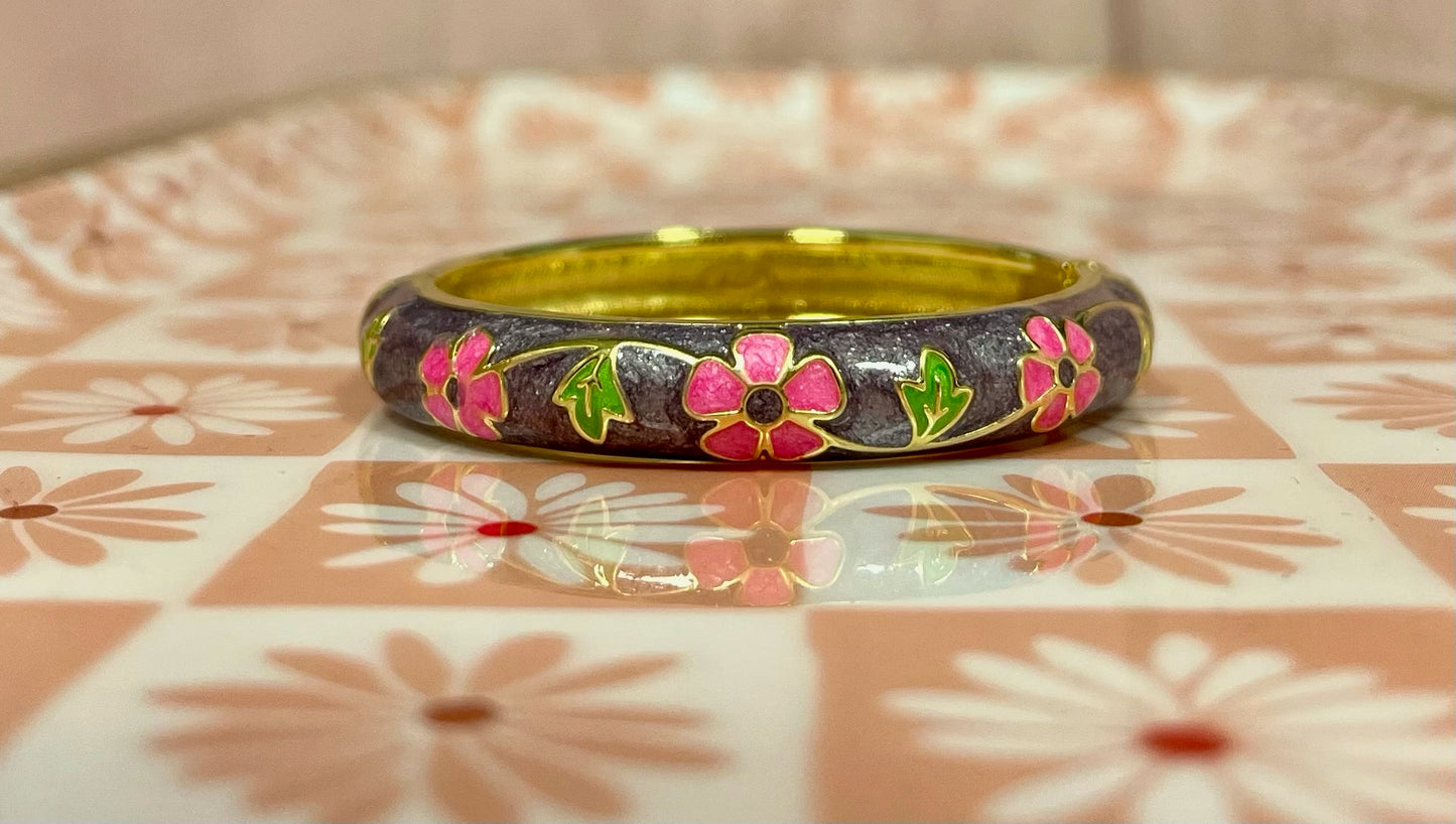 Little Girls Gold Enamel Bangle Bracelet (1.75in)
