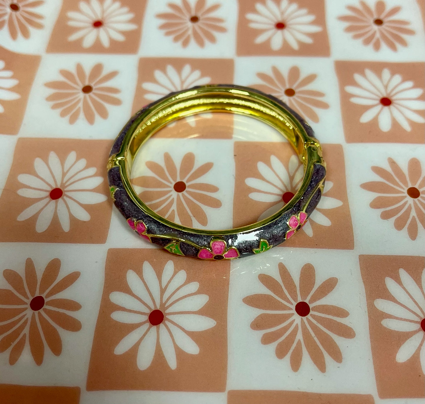 Little Girls Gold Enamel Bangle Bracelet (1.75in)