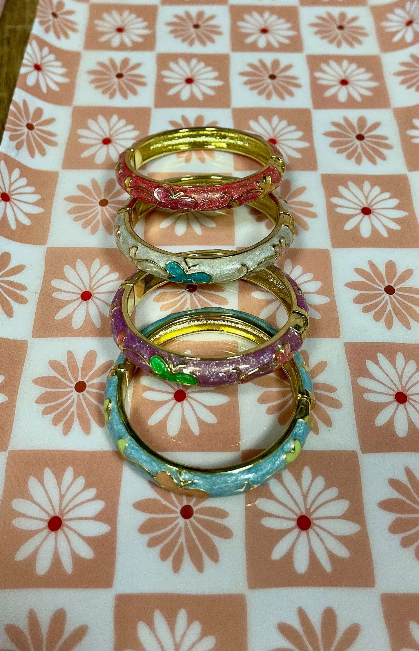 Little Girls Gold Enamel Bangle Bracelet (1.75in)