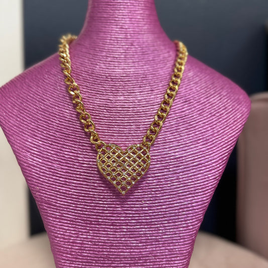 Gold Woven Heart Necklace