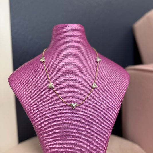 Gold with Silver Heart Necklace