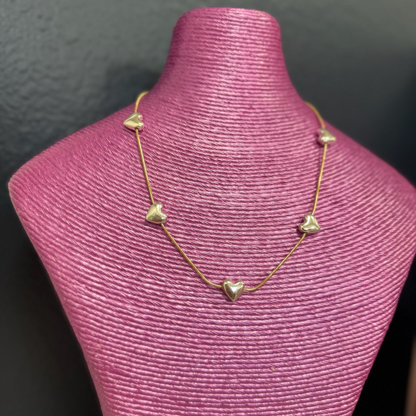 Gold with Silver Heart Necklace