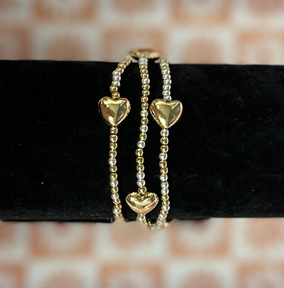 Set of 3 Gold and Silver Mix Heart Bracelet