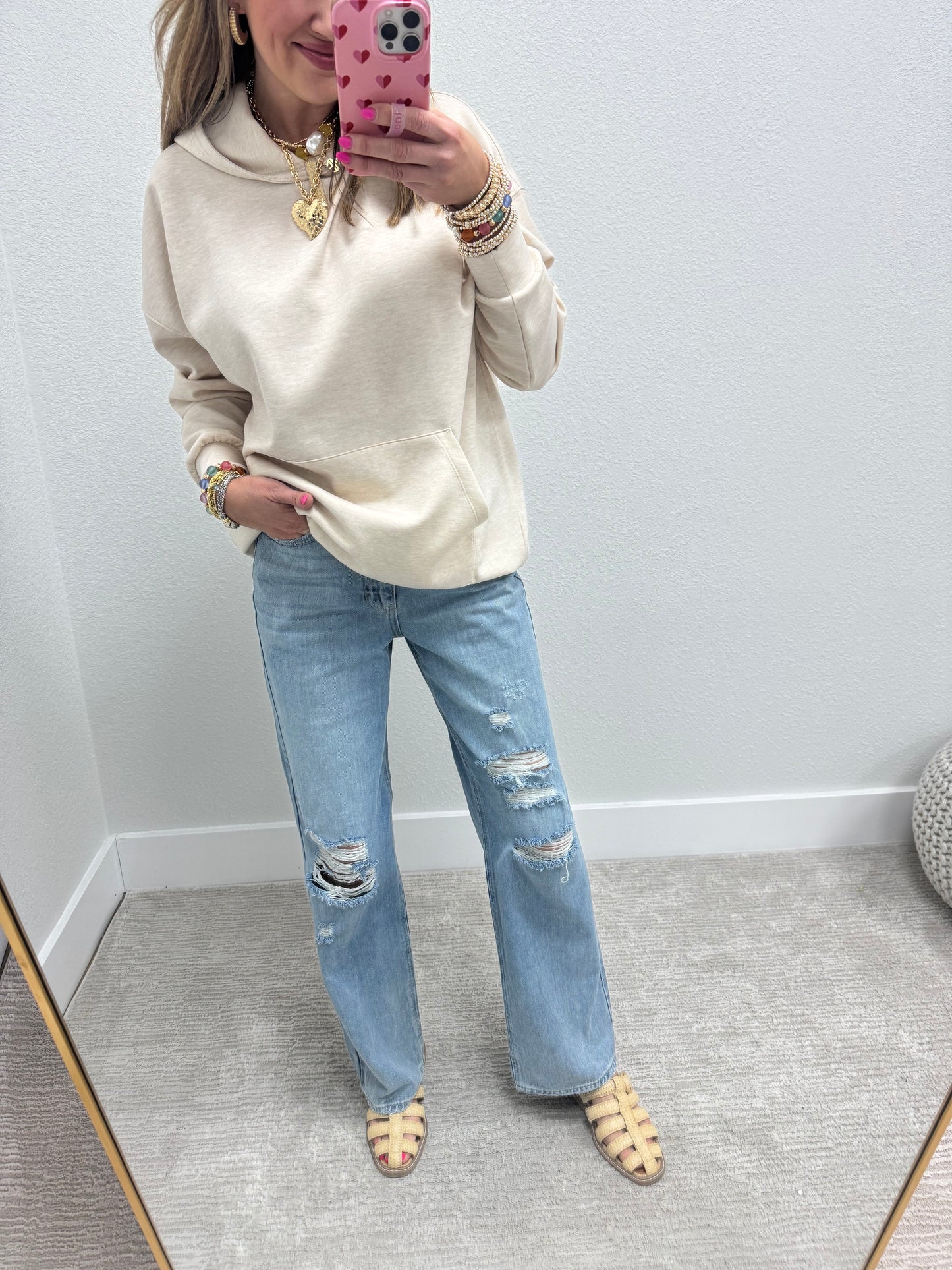 Oatmeal Scuba Pullover with Kangaroo Pocket FS