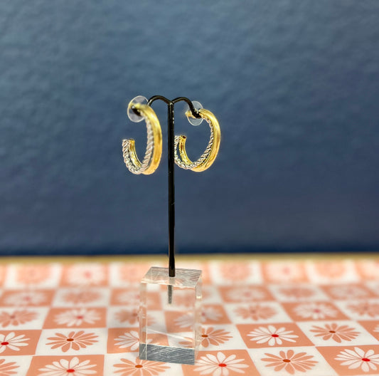 Double Hoop Earring Mixed Metal FS