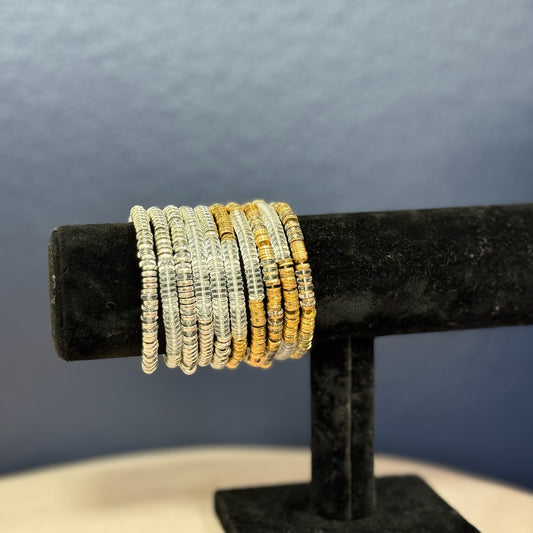Thin bead Clear set of 5 bracelet