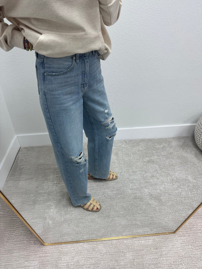 JBD Light Wash Dad Style Distressed Knee Jean