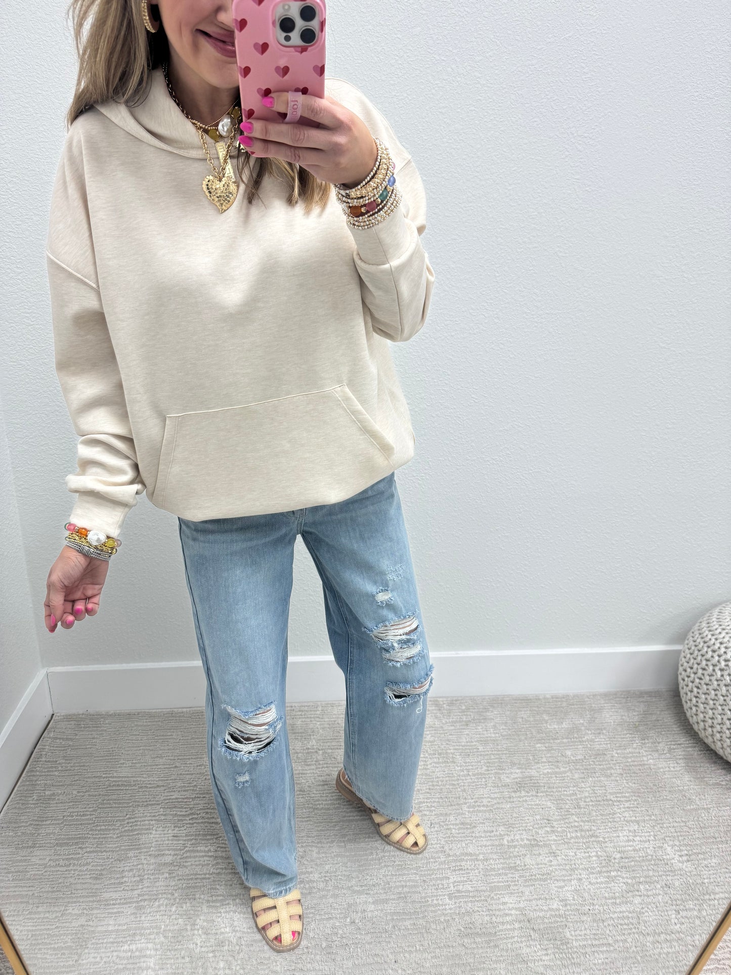 Oatmeal Scuba Pullover with Kangaroo Pocket FS