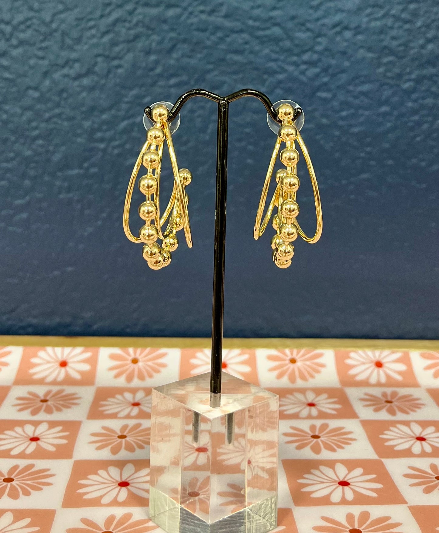 Gold 3 Strand Bead Hoop