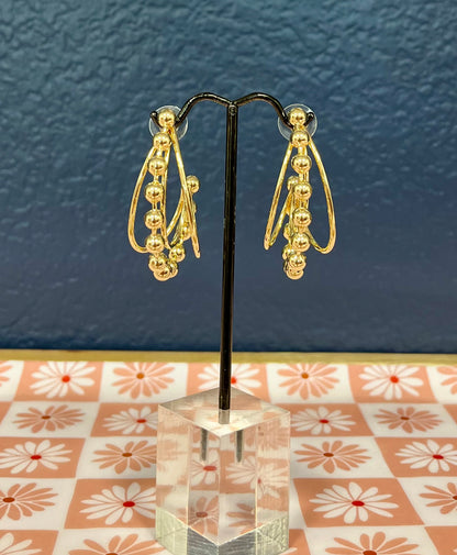 Gold 3 Strand Bead Hoop