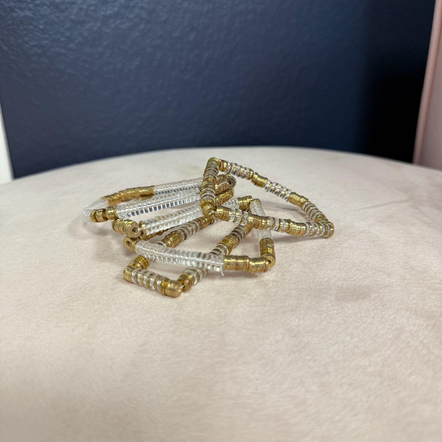 Thin bead Clear set of 5 bracelet