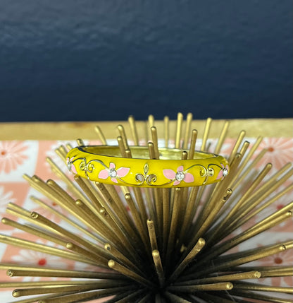 Little Girls Gold Enamel Bangle Bracelet (1.75in)