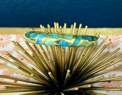 Little Girls Gold Enamel Bangle Bracelet (2in)