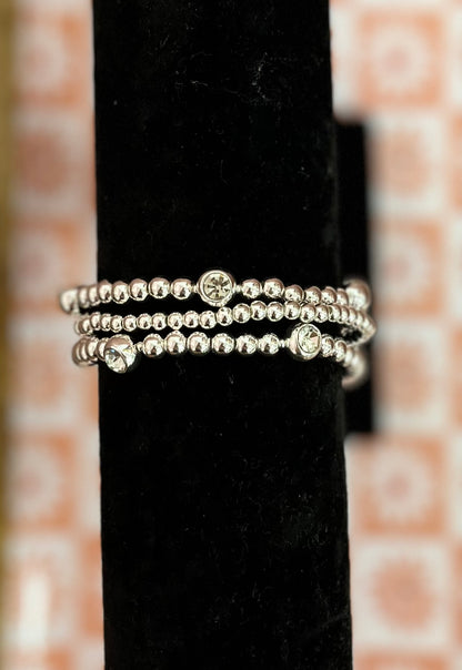 Set of 3 single diamond bracelet (silver and gold)