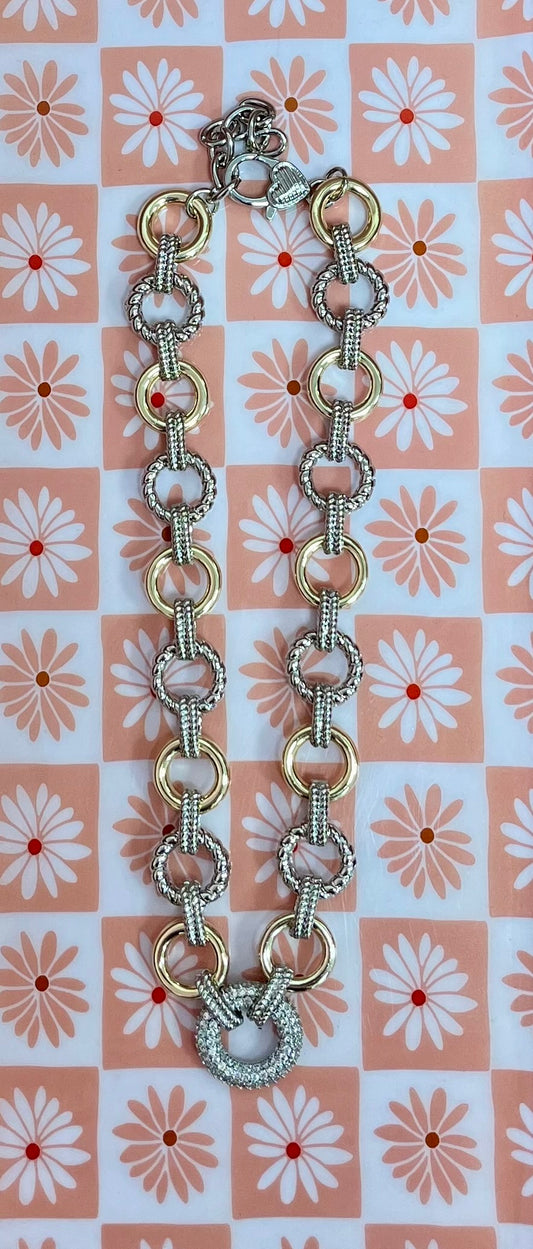 Gold and Silver Link Clasp Necklace