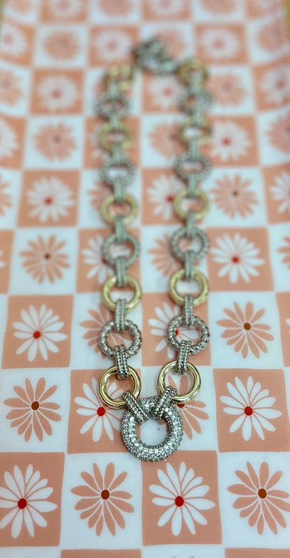 Gold and Silver Link Clasp Necklace