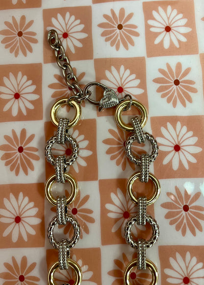 Gold and Silver Link Clasp Necklace
