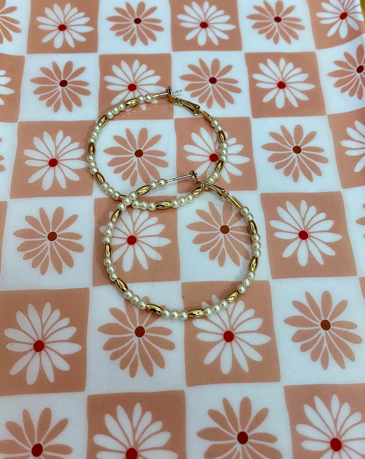 Pearl and Gold Water Resistant Hoops