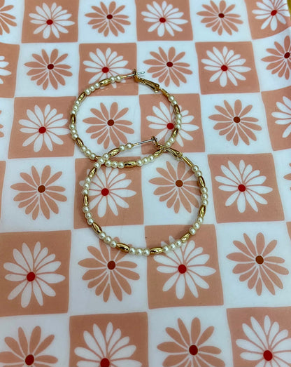 Pearl and Gold Water Resistant Hoops