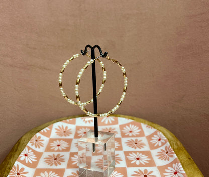 Pearl and Gold Water Resistant Hoops