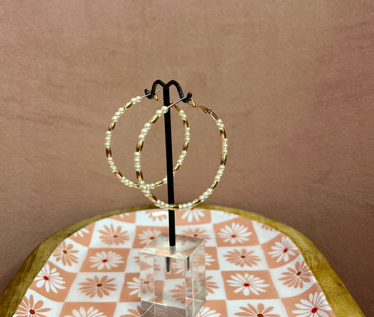Pearl and Gold Water Resistant Hoops