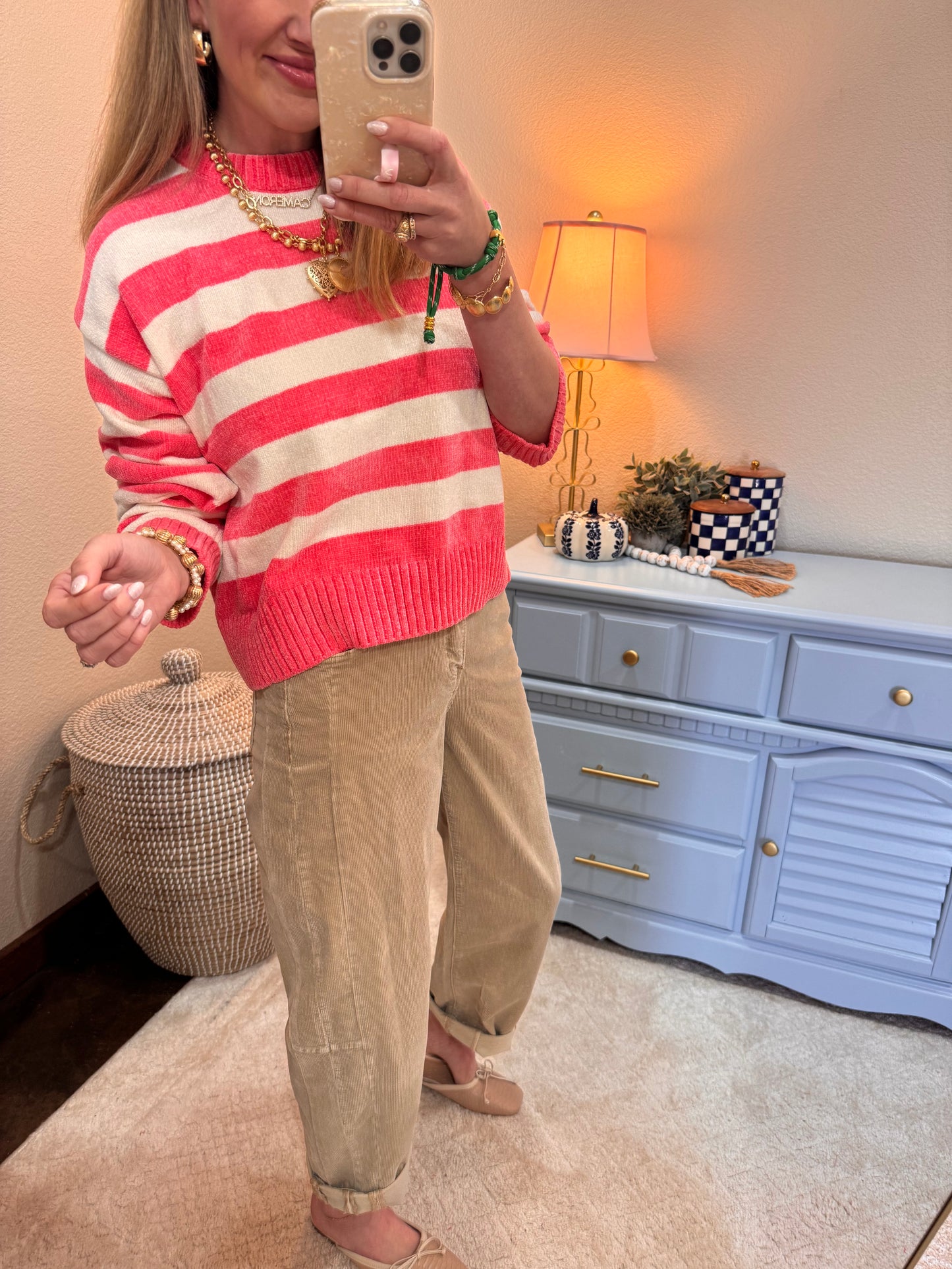 Risen Tan Barrel Corduroy Pants
