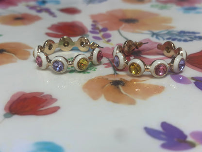 Gold Hoop With Pastel Gemstones
