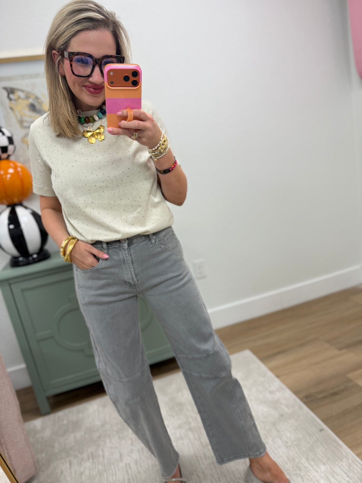 Sleet Barrel Leg Color Denim Pants