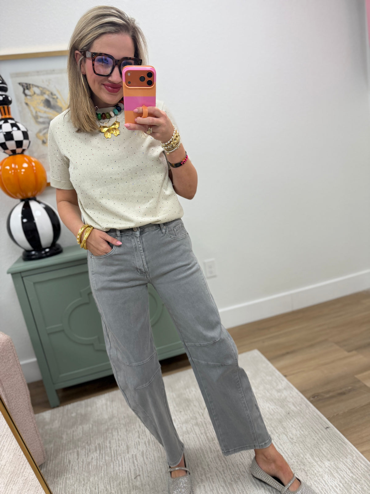 Sleet Barrel Leg Color Denim Pants