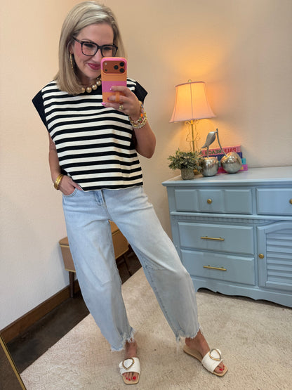 Risen Light Wash High Rise Stretchy Barrel Jeans