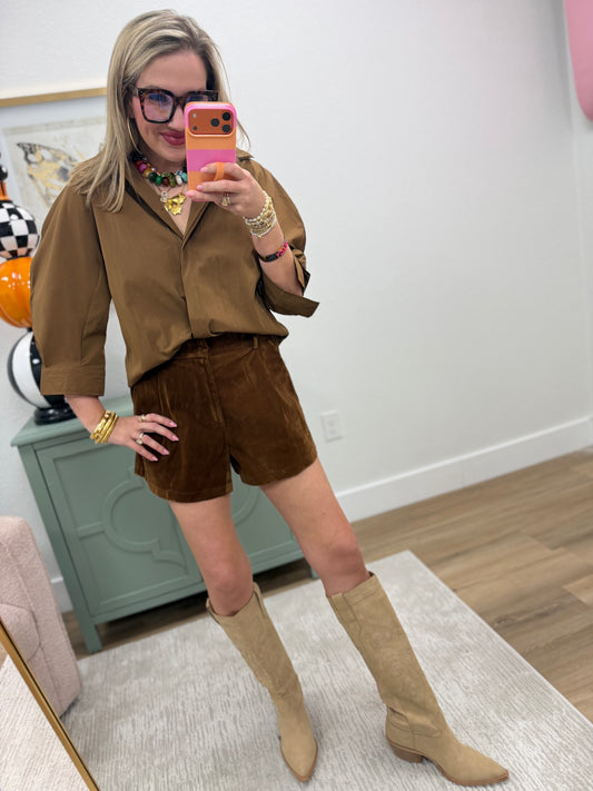 Mocha Puff Sleeve Shirt