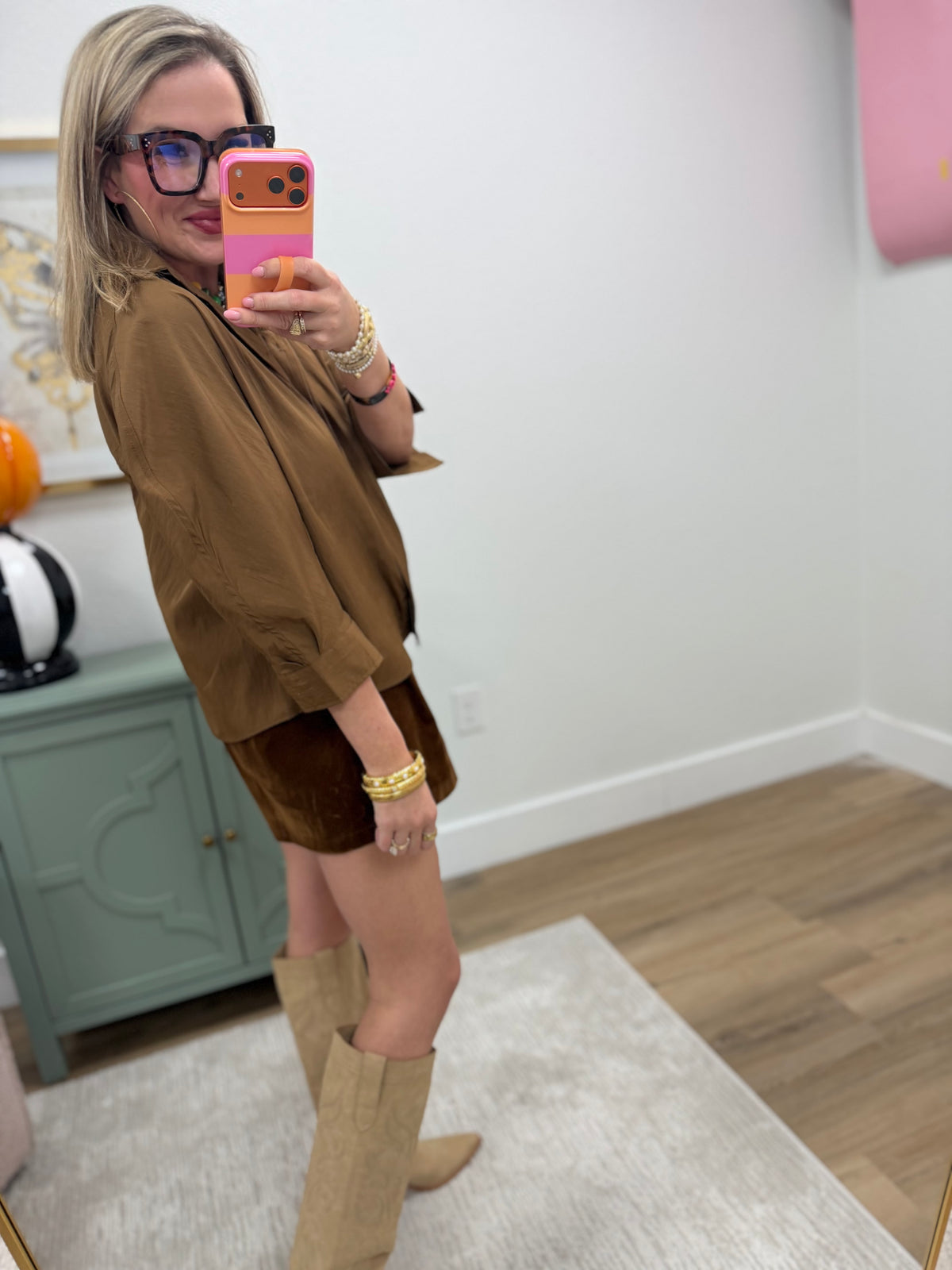 Mocha Puff Sleeve Shirt