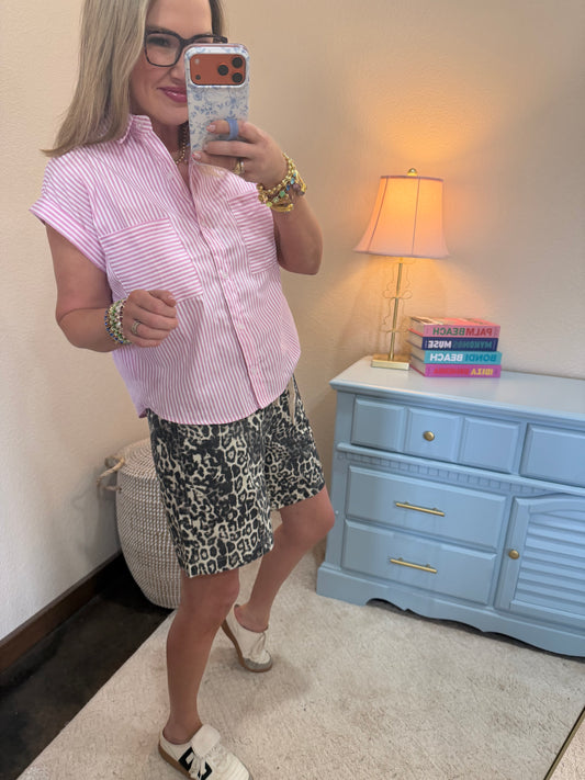 Pink Button-up Striped Shirt